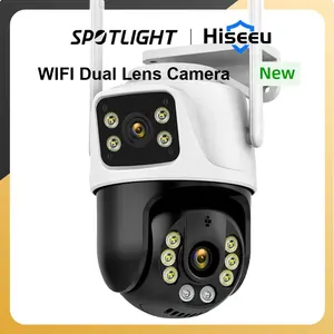 Hiseeu 4K 8MP Dual Lens Wifi Surveillance Camera 4X Digital Zoom AI Human Detect ONVIF Wireless Outdoor Security PTZ IP Cameras