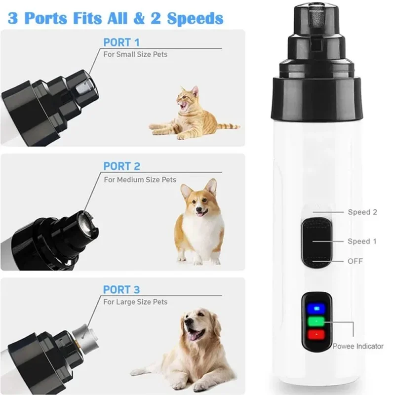 Rechargeable USB Charging Electric Pet Nail Grinder LED Pet Nail Grinder Trimmer Silent Claw Trimmer Tool Set