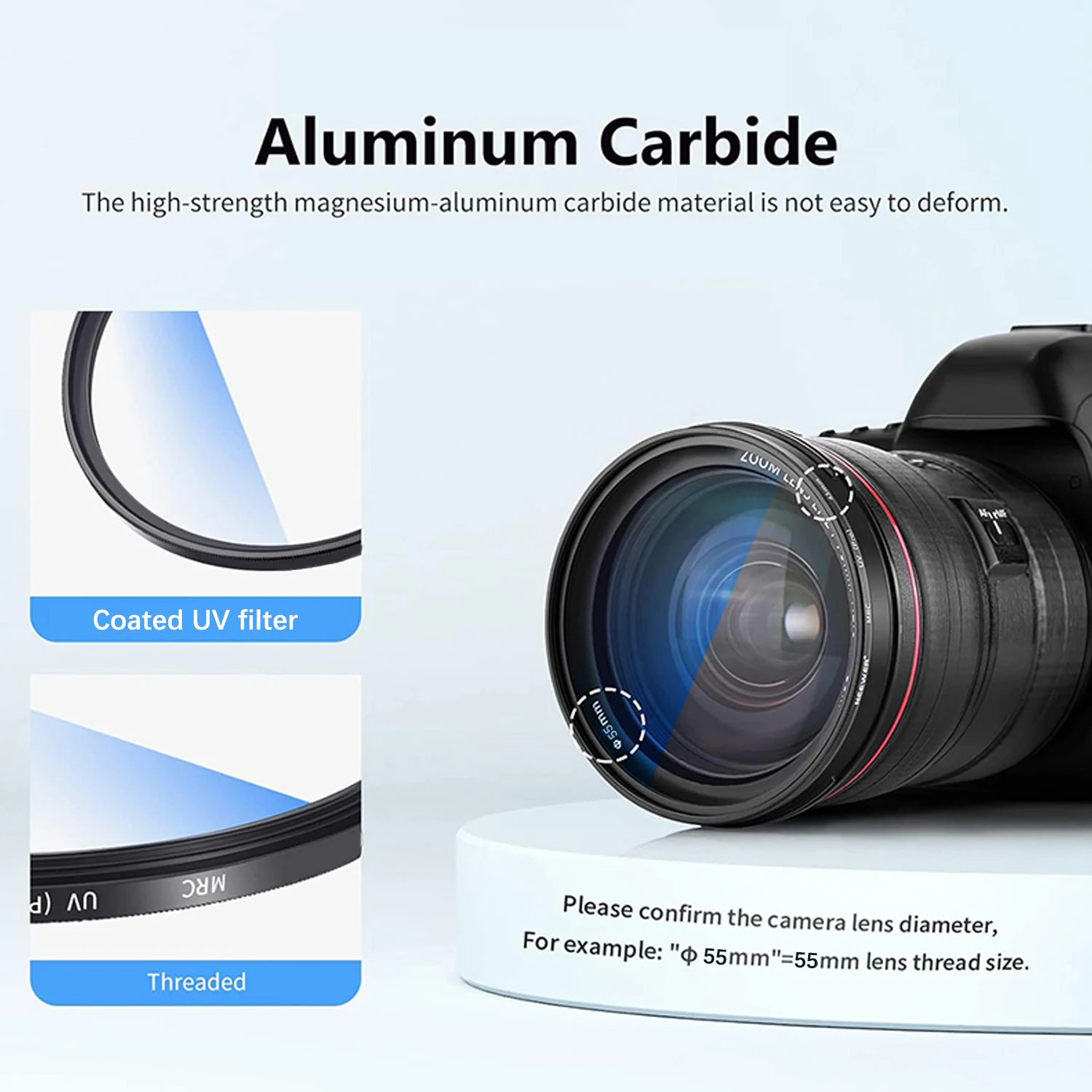 Filtre UV MC 55mm à 82mm pour Objectif Appareil Photo