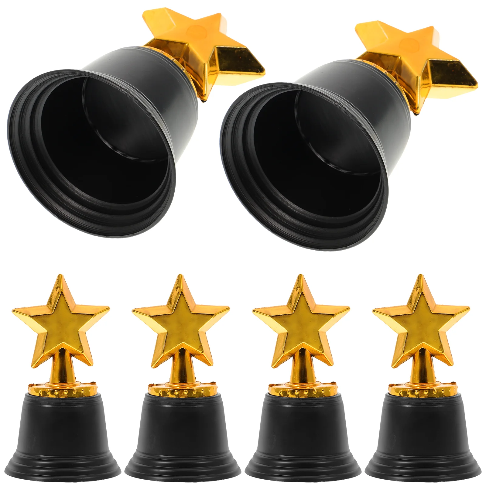 

6 Pcs Funny Trophies Award Gold Triple Star Trophy Gifts Golden Ceremony Kids Party Girl