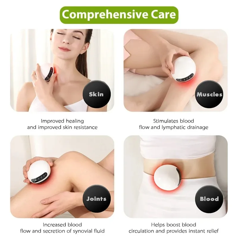 Electric Guasha Scraping Cupping Massage LCD Display EMS Body Massager Vacuum Cans Suction Cup IR Heating Slimming Instrument
