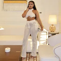 Adriana Solid Neck Hanging with Hollow Pockets Pant Set 2