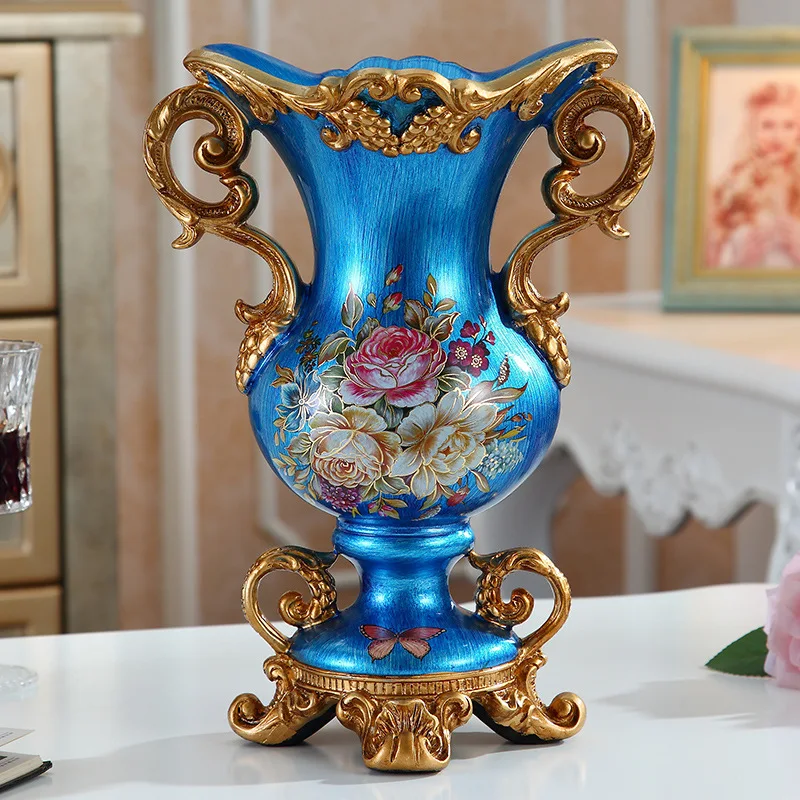 European Retro Resin Vase Decoration, Three-dimensional Dried Flower Arrangement Container, Living Room Home Decoration Crafts 6