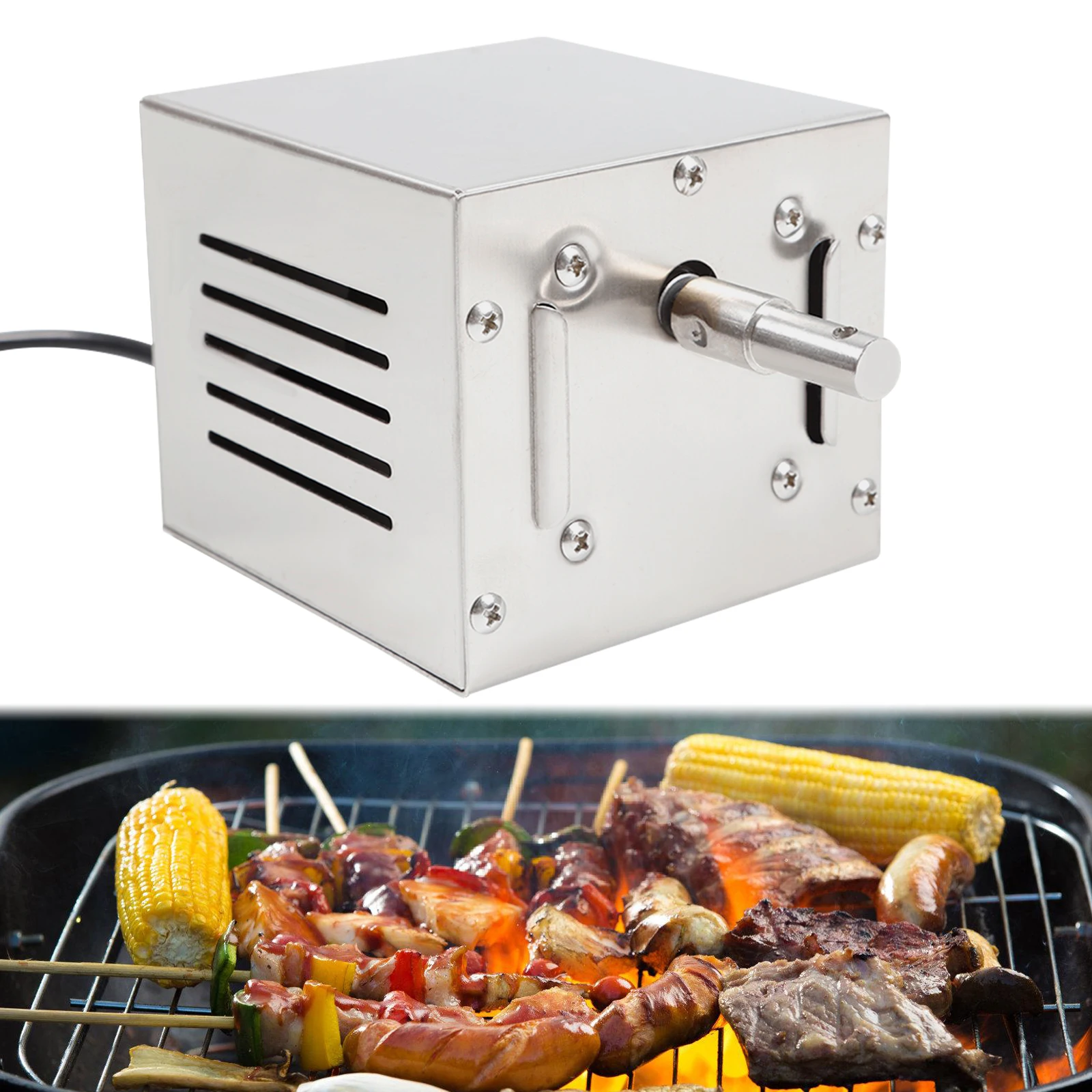 Moteur électrique Universel Moteur De Rôtissoire 45W Universel - Acier Inoxydable - Capacité 200-250kg - Pour Barbecue Et Grill Moteur Remplacement Gril