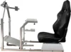 GTR Simulator GTA-F: Triple/Single Monitor Stand, Adjustable Leatherette Seat, Silver Frame, Racing Cockpit Chair for Gaming 2