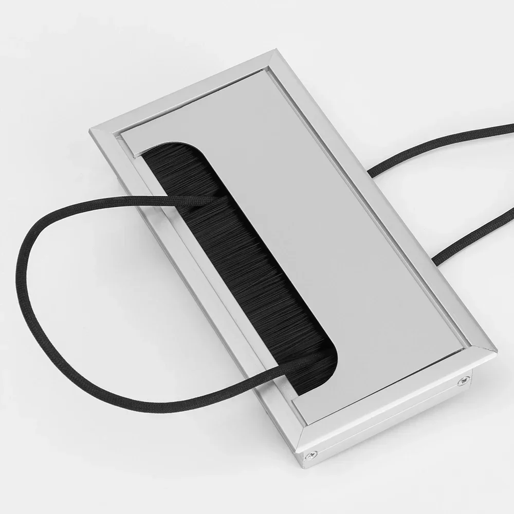 Description Picture 4 of itemAluminum Alloy Wire Hole Cover PC Desk Rectangular Line Box Cable Grommet Desk Table Hole Cover Outlet Port Cable Fixing