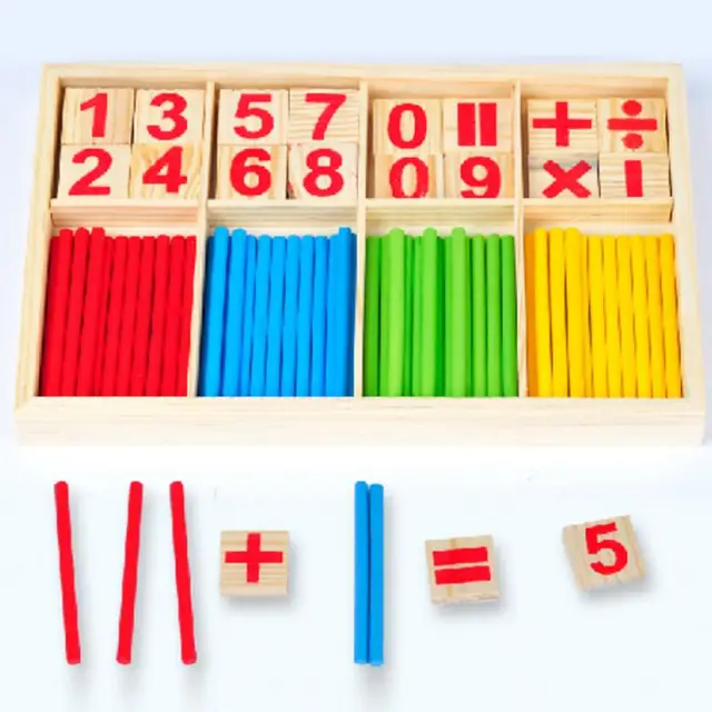 1set Figure Blocks Counting Sticks Education Wooden Toys montessori Mathematical kids learning toys educational Children Gift 3