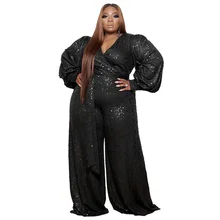 

Znaiml 2022 Plus Size Jumpsuits Sequin Sexy Rompers For Women Long Sleeve Romper Macaquinho Female Fashion Overalls One Piece