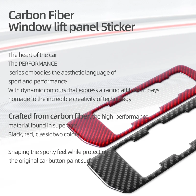 포드 F150 SVT 랩터 2015-2020 윈도우 리프터 패널 트림 스티커 4개 자동차 내부 튜닝 액세서리 LHD용 리얼 카본 파이버