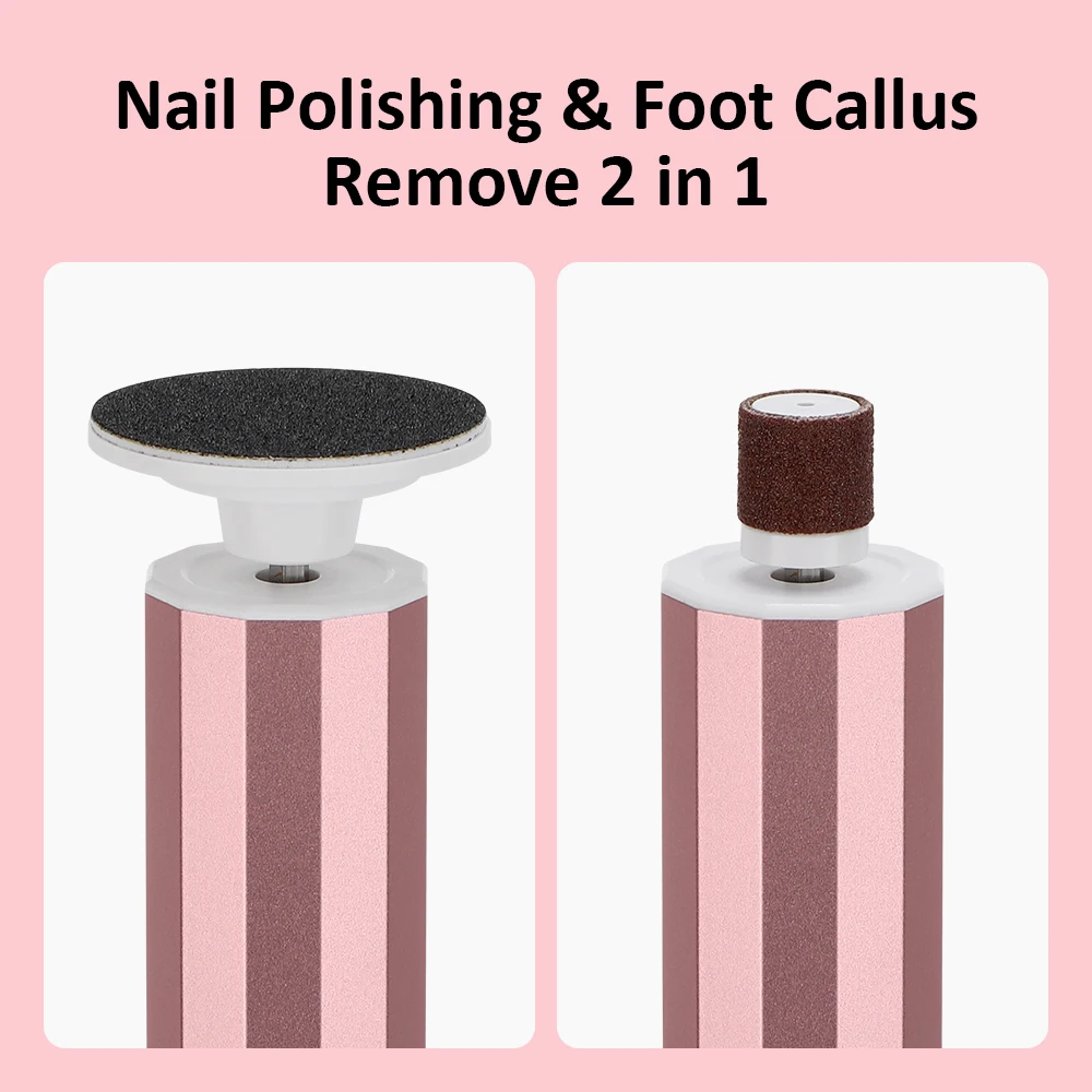 2 In1 Electric File For Feet Pedicure Machine Dead Skin Remover Callus Foot Grinding Trimmer Rechargeable Foot Care Tool: 3 - 5 Days Free Delivery Only UK