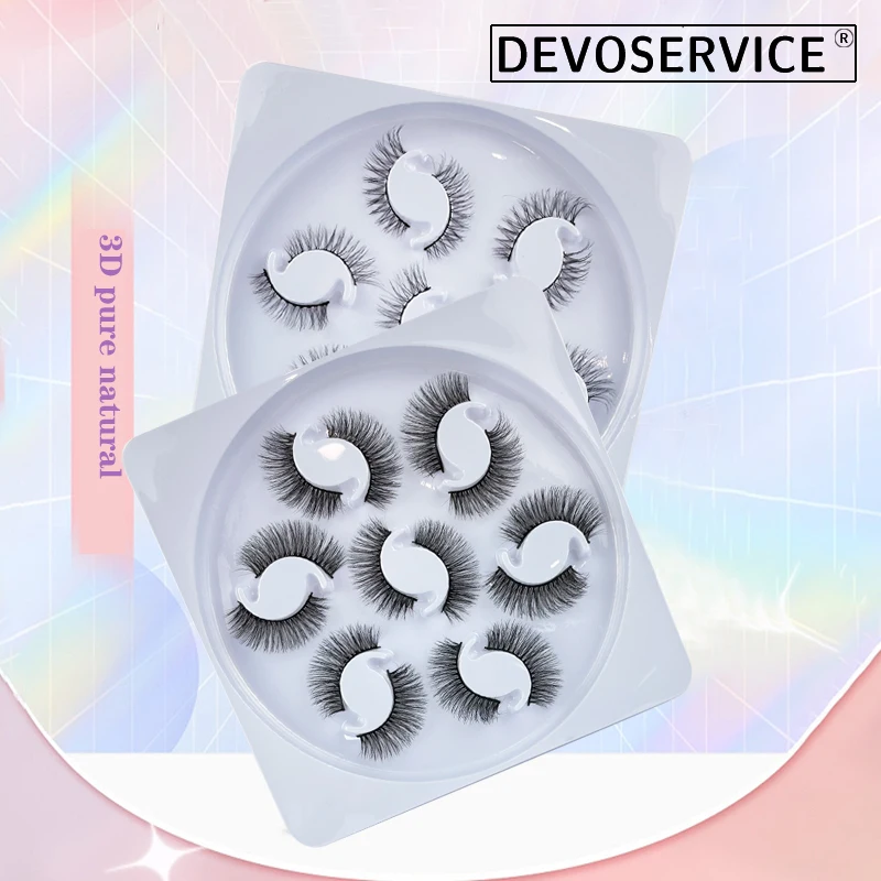 DEVOSERVICE Natural False Eyelashes 7Pairs Dramatic 3D Mink Lashes Faux Cils Makeup Wholesale Fake Eyelashes Extension Maquiagem