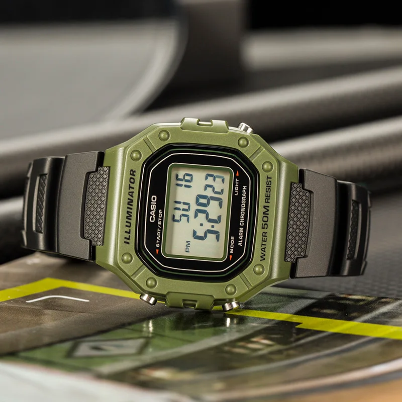 CASIO W-218H Classic Small Square Watch Men Women Multi-function Digital Dateled Electronic Watch Sport Series Academy digital watch