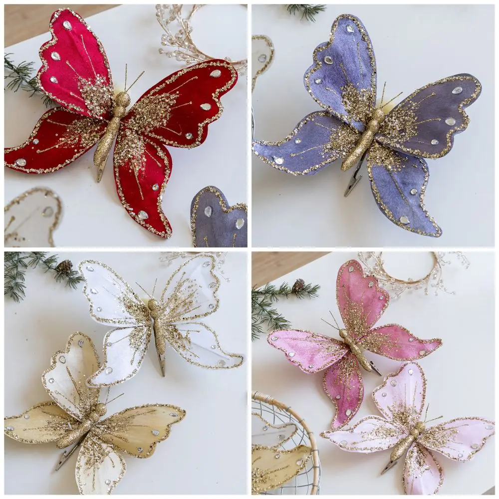 Christmas Tree Decoration Multicolor Christmas Tree Decoration Gold Powder Butterfly Ornament 25*21cm
