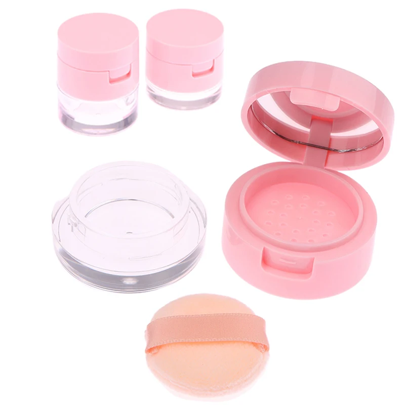 Portable Plastic Powder Box 1PC Portable Plastic Powder Box Empty Loose Powder Container With Sieve Mirror Cosmetic Sifter Travel Makeup