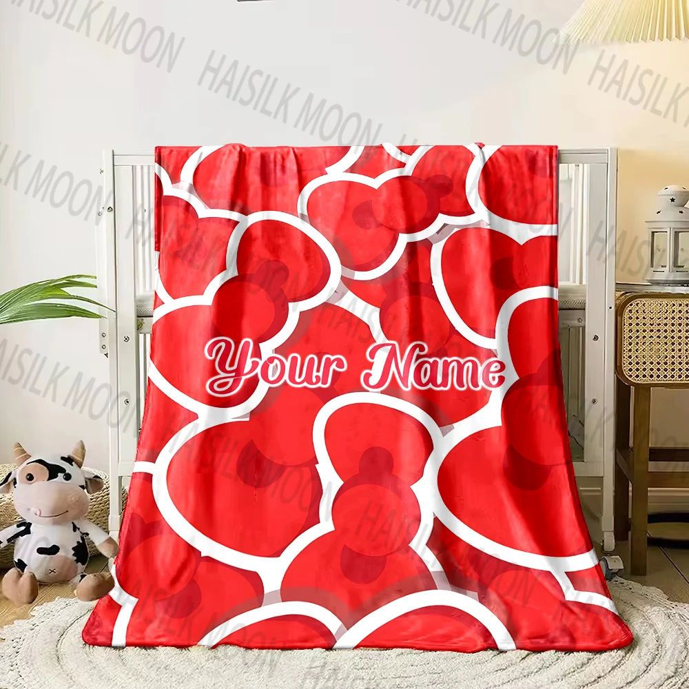 (Memo U Name) 1PC Hello Kitty Printed Blanket Can Be Custom with Name, Soft and Warm, Suitable for Home, Office, Camping,Car