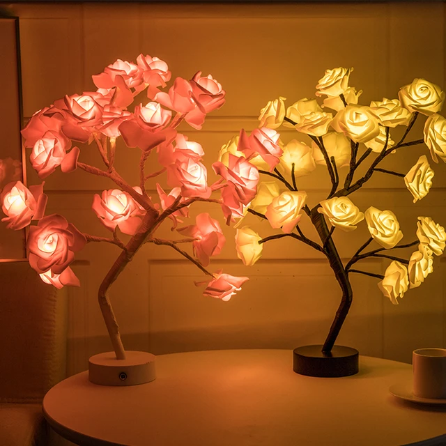 Night Lamp Rose Flower, Flower Light Lamp Battery