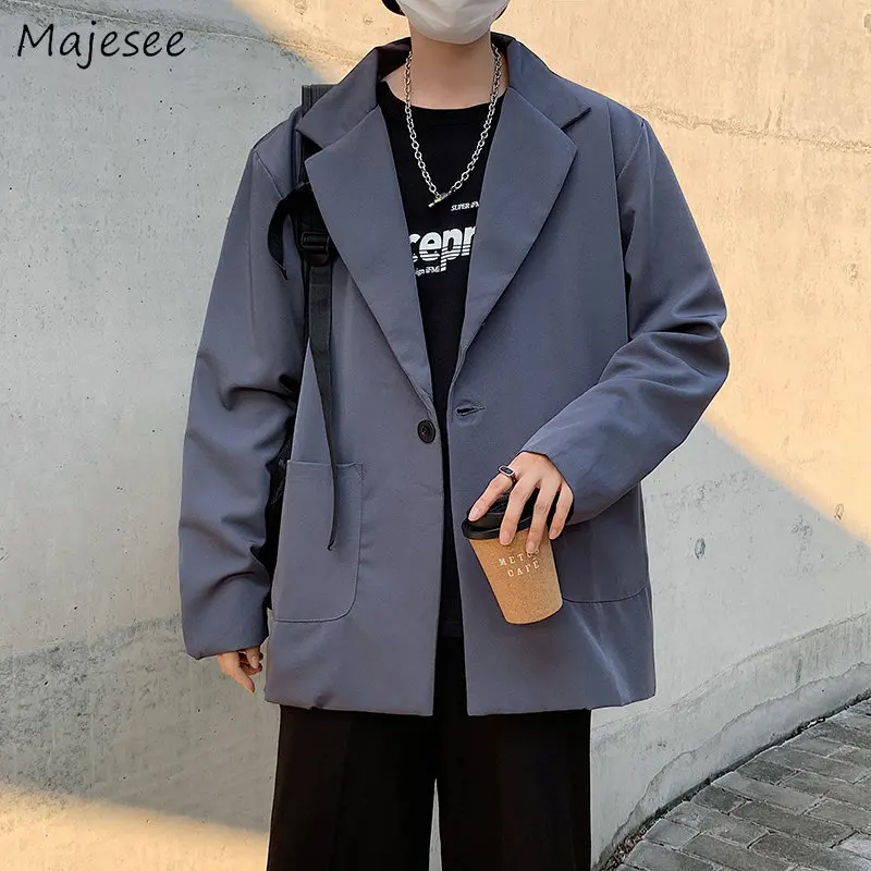 

Blazers Men Autumn Long Sleeve Clothing Baggy All-match Gentle Streetwear Ulzzang Fashion Smart Casual Handsome Cool Teens Daily