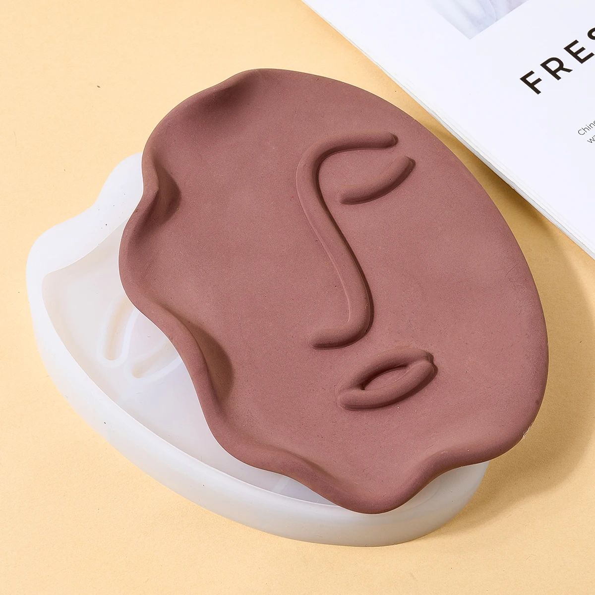 Nordic Design Tray Silicone Mold DIY Abstract Human Face Plaster Epoxy Resin Jewelry Storage Plate Molds Home Decor Craft Gifts Silicone Mold