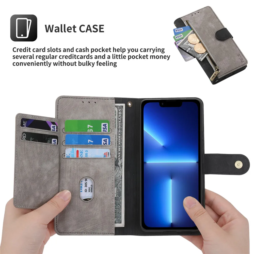 Premium Business Flip Leather Anti-Theft Brush Wallet Case