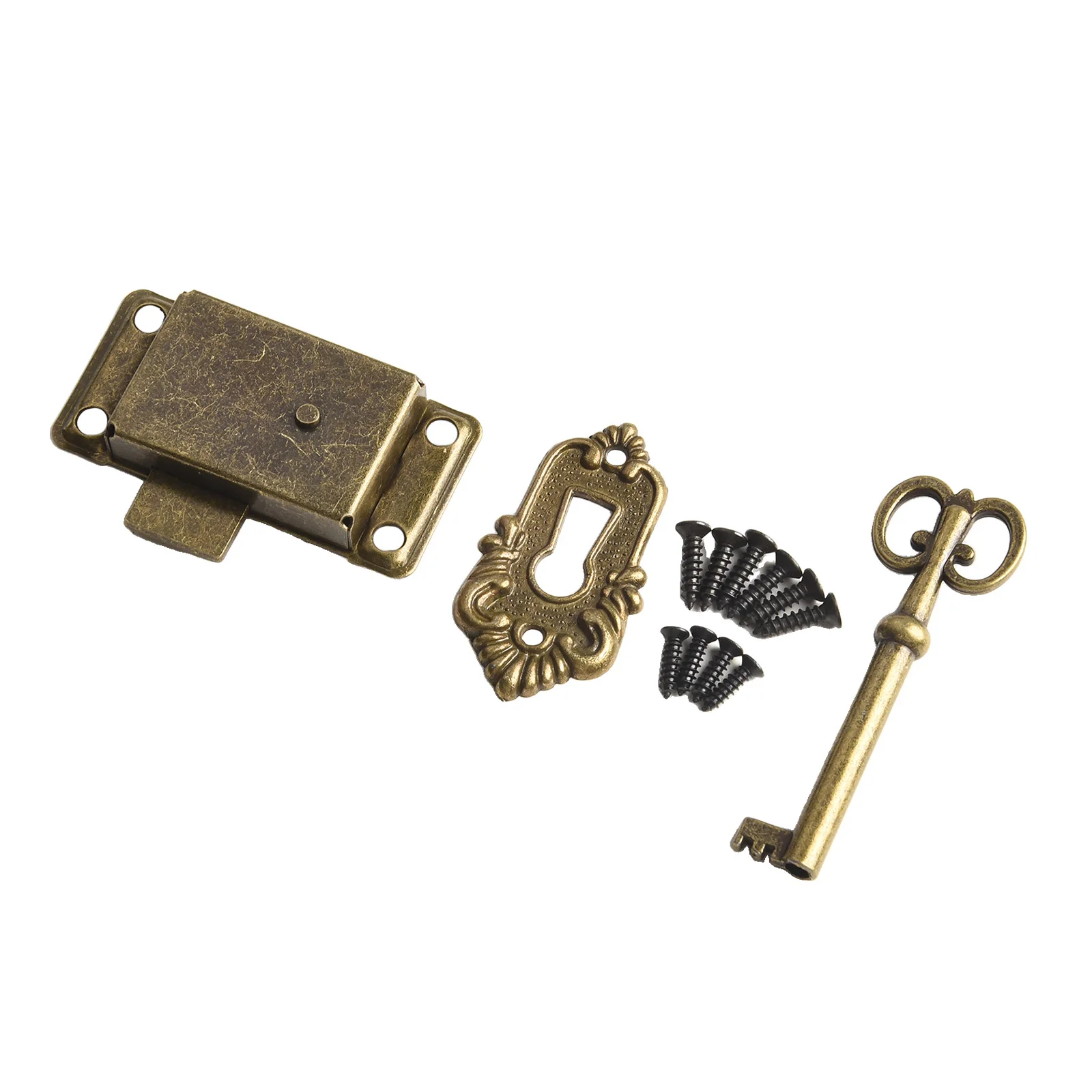 Antique Door Lock Wardrobe Cabinet Door Lock Set Key Drawer Jewelry Box Locks Furniture Hardware Household DIY Decoration