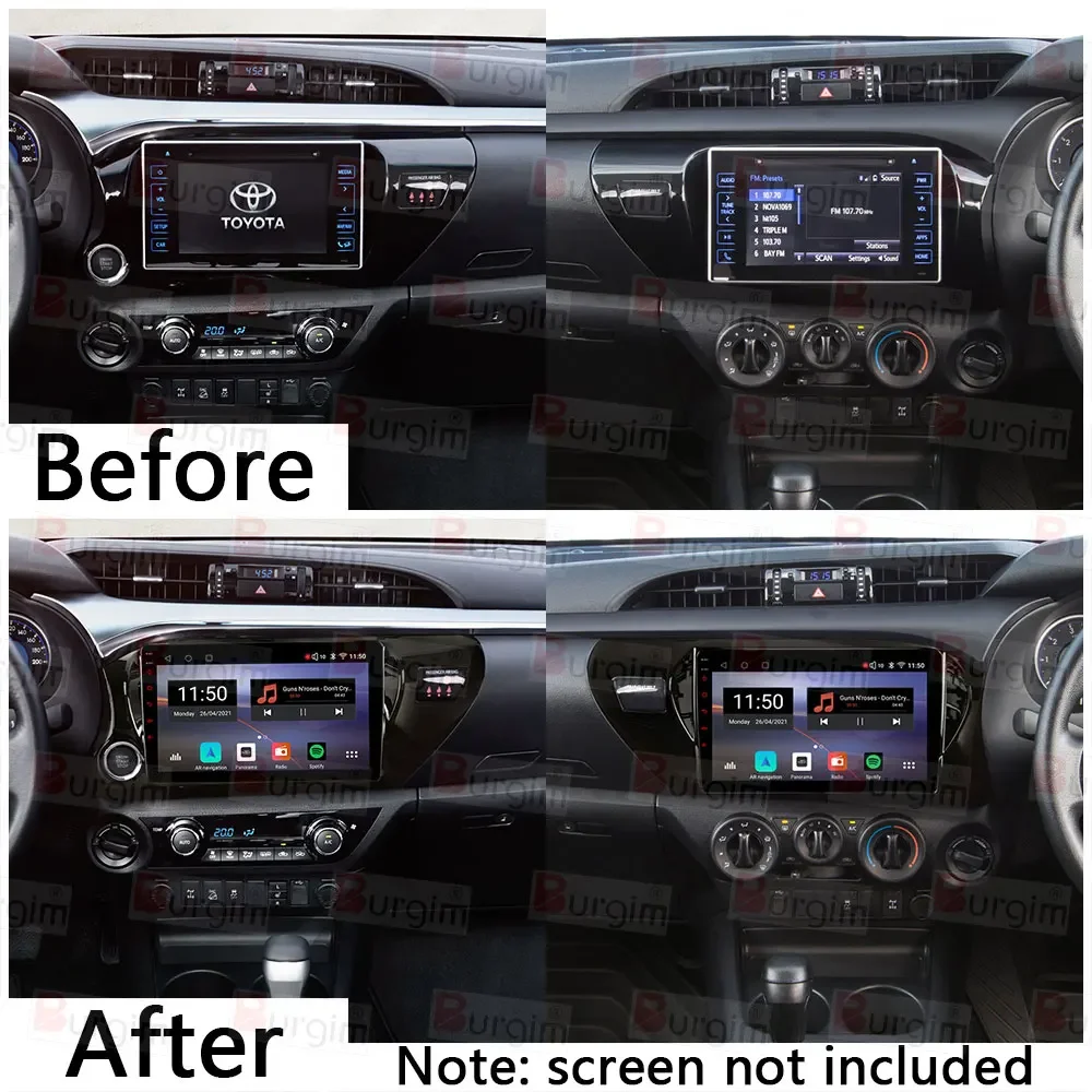Toyota Hilux AN120 Ⱦ  ڵ  ٸ  2015-2019 10 ġ 2DIN ׷ г 輱 ϳ׽  ̺ Canbus