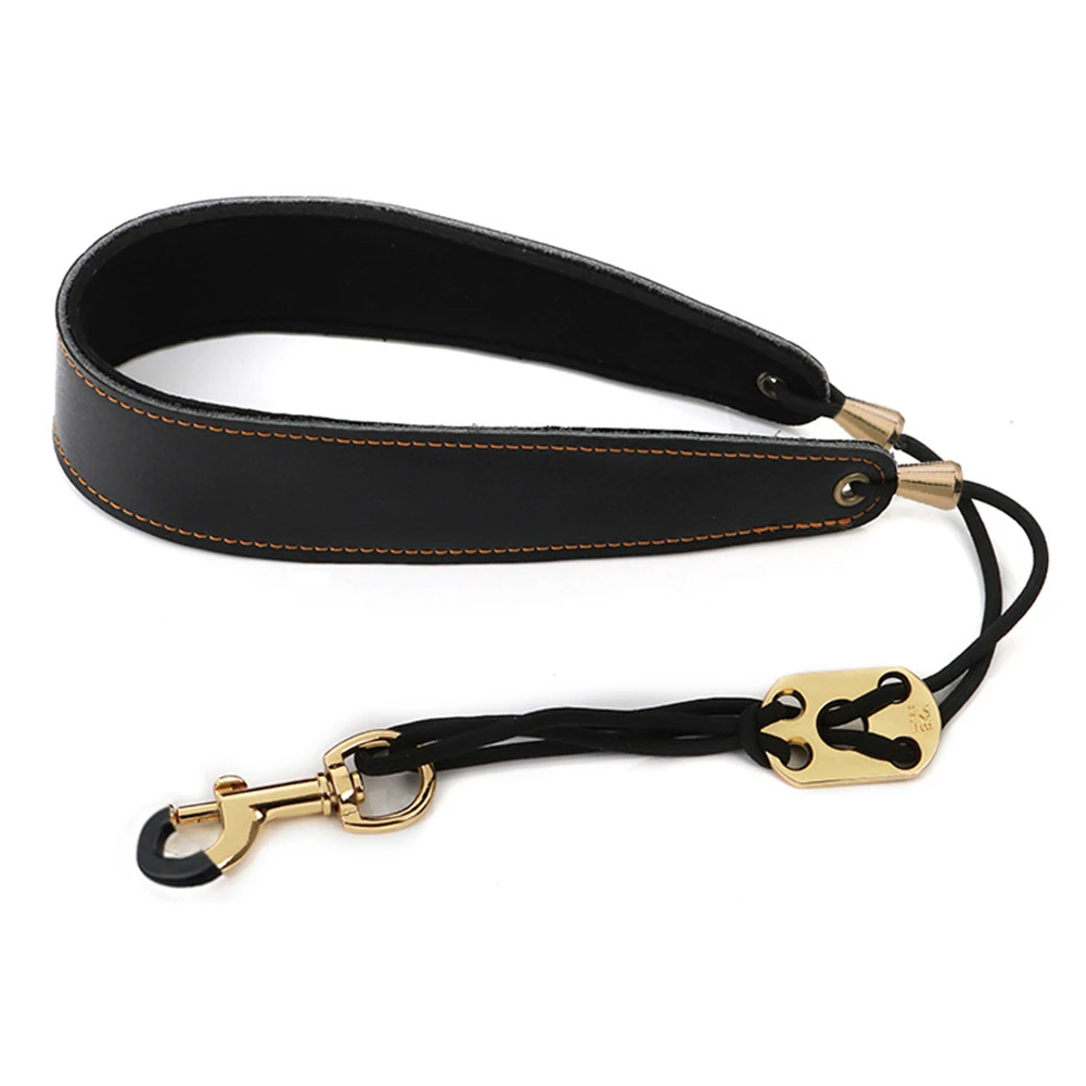 Saxophone Neck Strap Adjustable Clarinet Neck Band Soft Leather Padded Sax Neck Harness for Alto Tenor Baritone Soprano