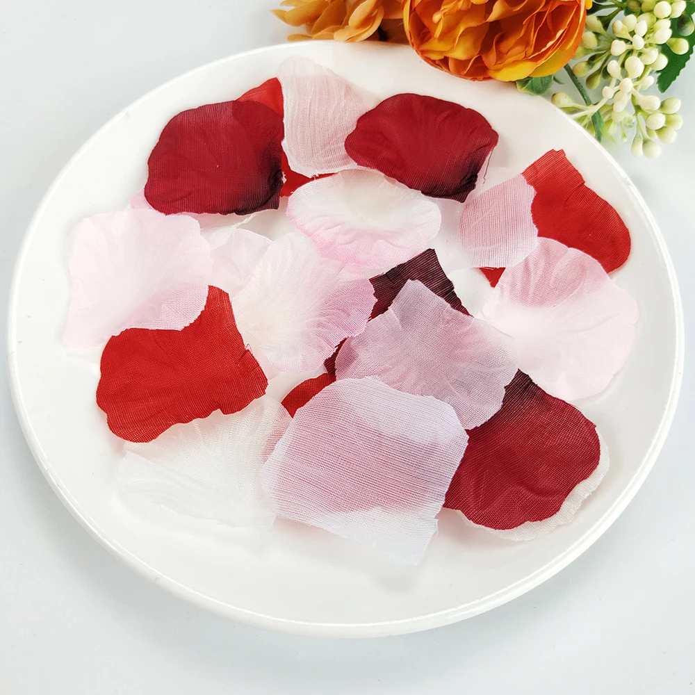500/1000Pcs Artificial Fake Rose Petals Red White Simulation Silk Rose Petals Wedding Supplies Valentines Romantic Decoration artificial rose petals artificial flowers artificial flower artificial rose
