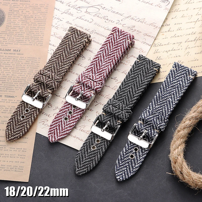 Premium Nylon Leather Quick Release Watch Band - Vintage Woven Canvas Strap