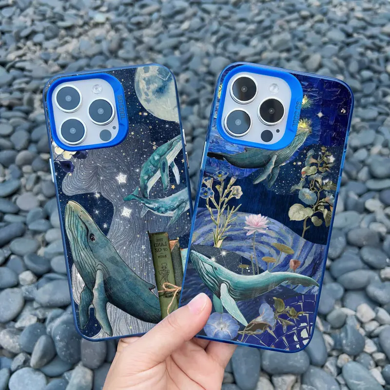 Space Ocean Whale Shark Swimming Phone Case - Shockproof Laser Design  Shell