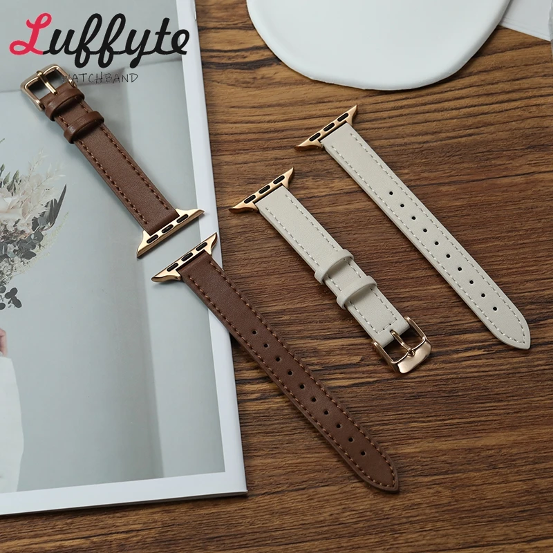 รูปสินค้า สายนาฬิกาหนังนุ่มโรสโกลด์ สำหรับ Apple Watch หญิง