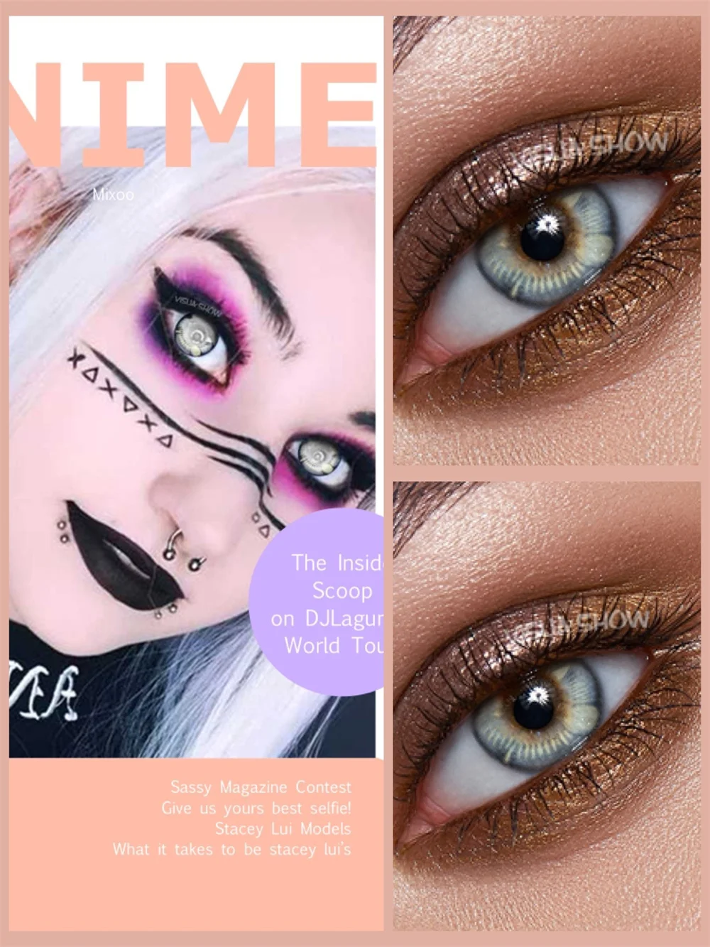 Vibrant Anime-Inspired Colored Contact Lenses - Yellow, Hazel, Brown, Green & Gray