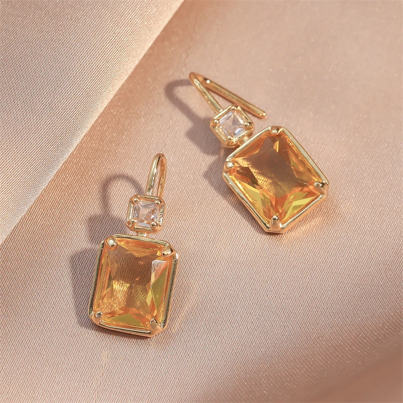 Yellow Color Square Shape Earrings main image 1