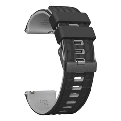 Premium Silicone Strap Replacement for Smartwatch Wristbands (Black Grey)