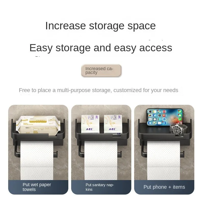 Wall Mounted Toilet Paper Holder Rustproof Thickened Plastic Storage Rack For Bathroom Kitchen Toilet Paper Roll Holder 2