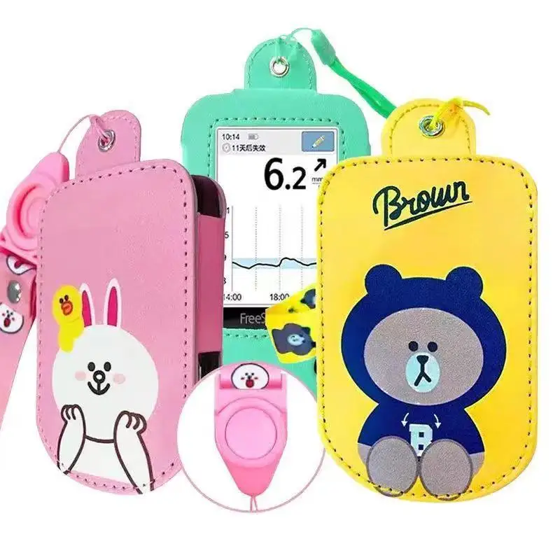 Abbott Instant Blood Glucose Scanner Custodia Protettiva Custodia In Pelle Anti-Caduta Cartoon Pattern Shell Lanyard