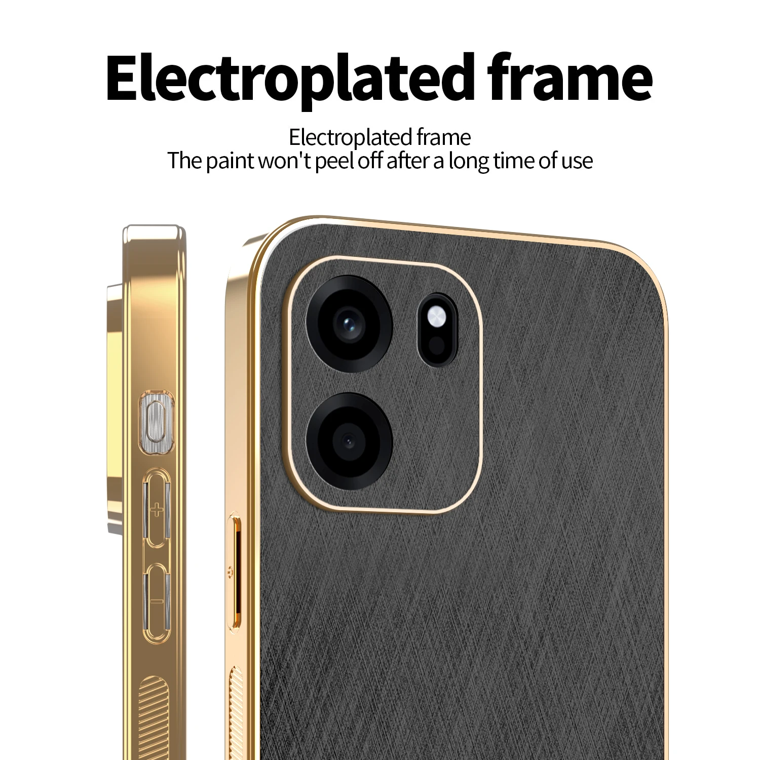 Luxury Gold Silk Skin Shockproof Case with PU Leather Cover