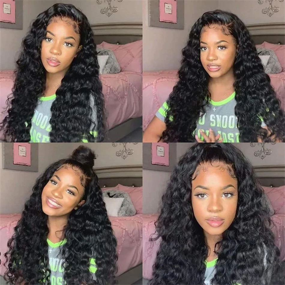 Deep Wave Bundles Human Hair 100% Unprocessed Brazilian Virgin Remy Weft Extensions Natural Black Color 8-32 inch