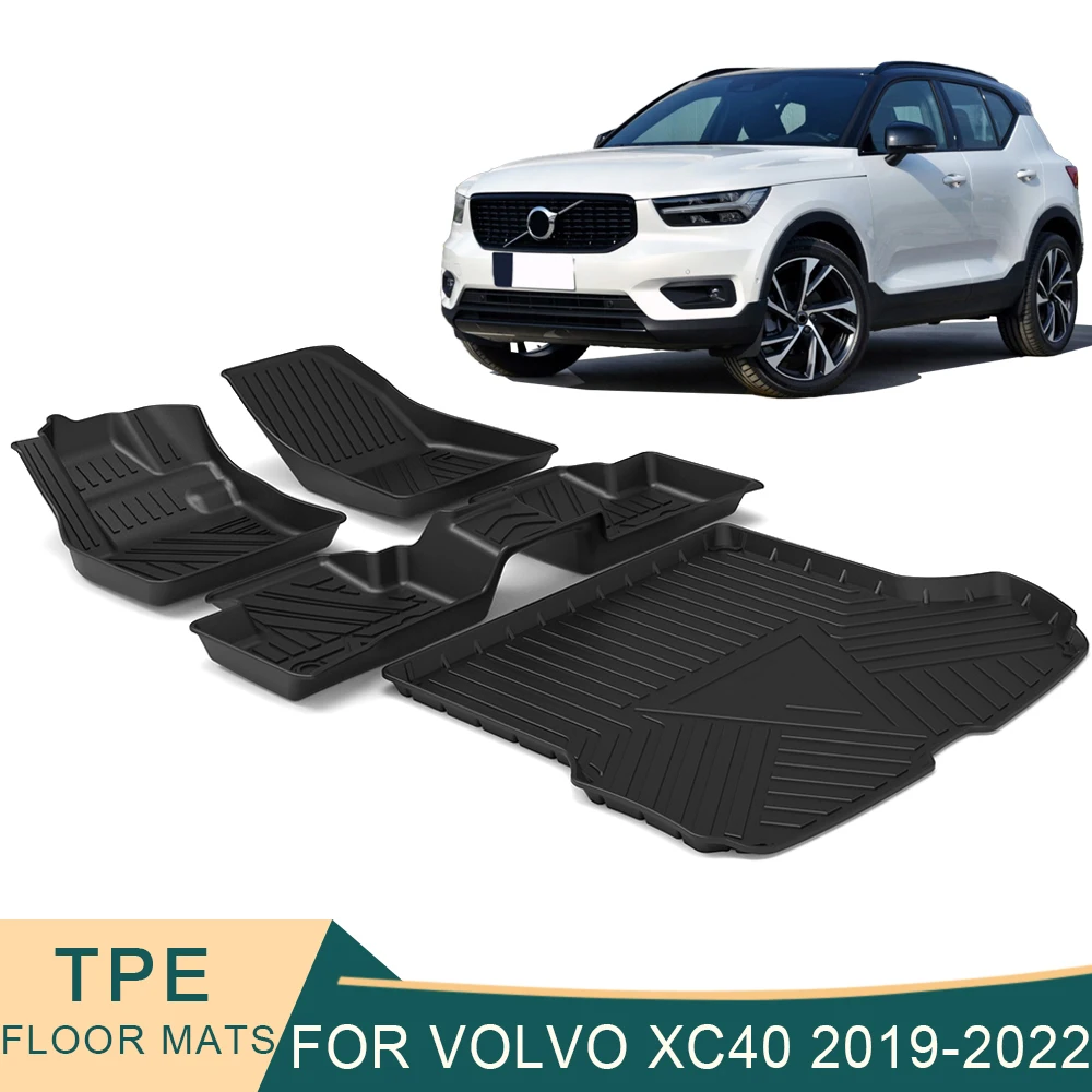 For Volvo XC40 20192022 Auto Car Floor Mats AllWeather TPE Foot Mats