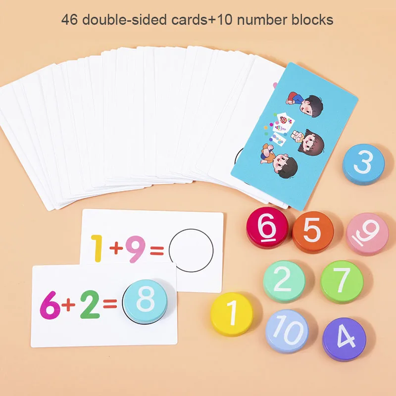 Children's Wooden Number Board Cognitive Matching Addition Subtraction Operation Montessori Logical Thinking Training Math Toys 3