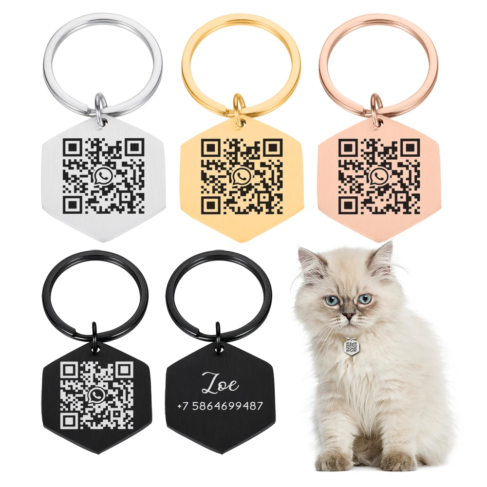 Customized Pets Dog Collar QR Code Tags Personalized Contact Number and