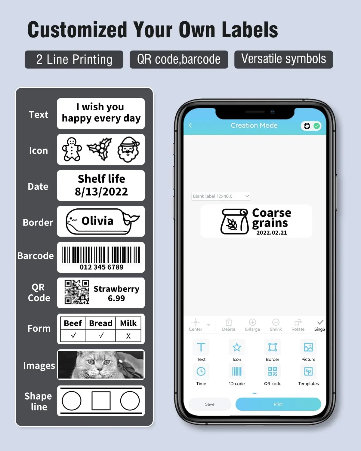 Phomemo Portátil Bluetooth Mini Impressora de Etiquetas Label Maker Máquina Fabricante de Etiquetas Labeler para Escritório Casa Escola Android Ios D30 - Imagem 5