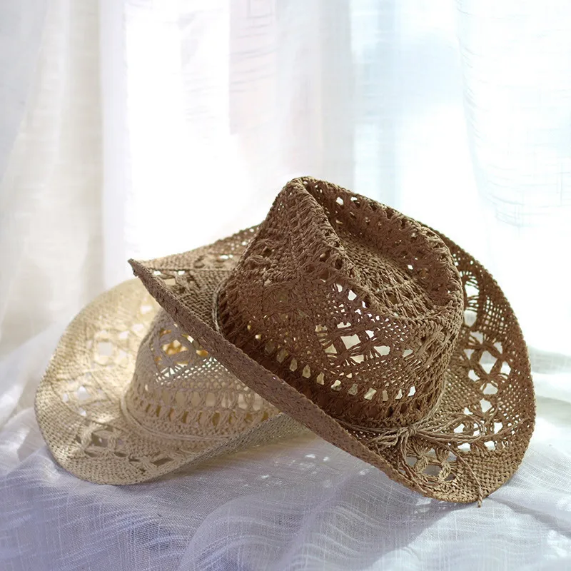 

Ковбойская соломенная шляпа в западном стиле, пляжные фетровые шляпы от солнца ручной работы, Кепка для вечевечерние для мужчин и женщин, шляпа с плотными полями для защиты от солнца, унисекс