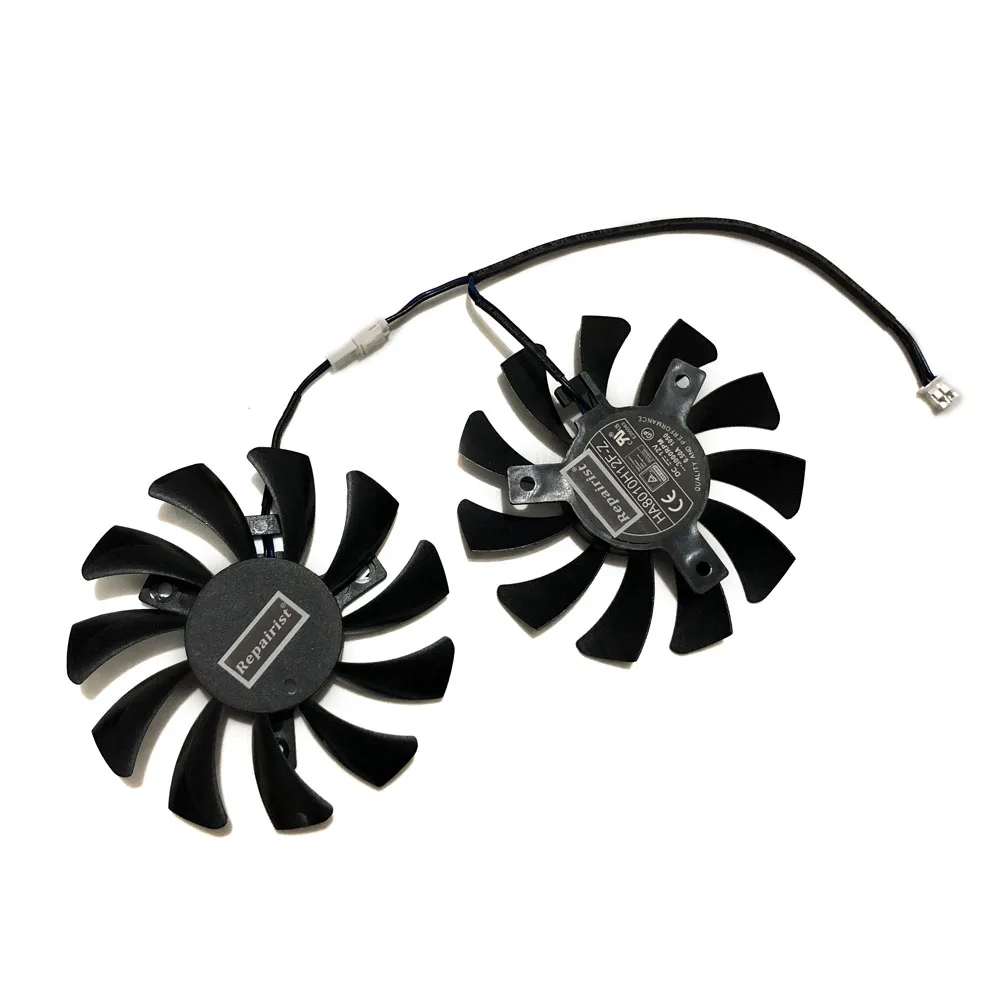 

2Pcs/Set 75MM HA8010H12F-Z,GPU Cooler,Graphics Video Card Fan For Emtek GTX1050 Ti MIRACLE II D5 4G,MSI GTX 1650 S OC D5 4G