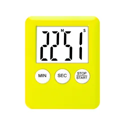 Magnetic LCD Digital Kitchen Timer with Loud Alarm (Yellow)