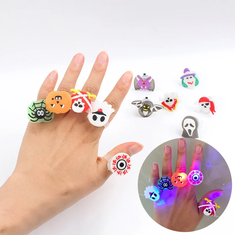 Anillo De Luz LED De Halloween Que Brilla Calabaza Fantasma Cráneo