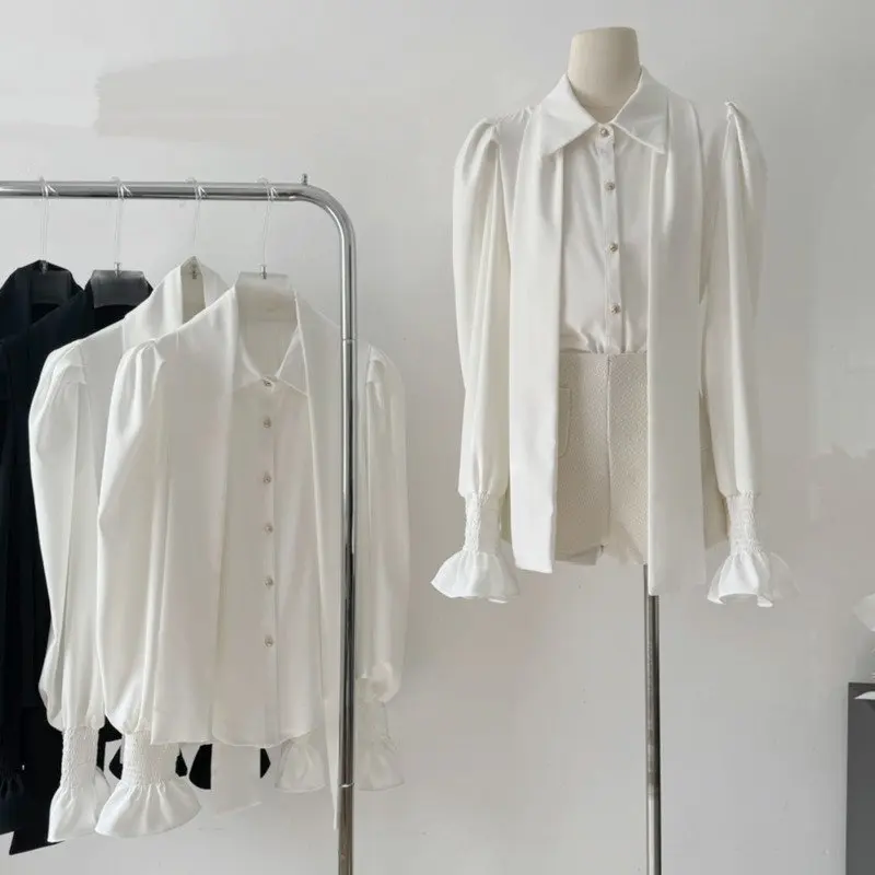

Элегантные женские рубашки, женская рубашка, блузка с длинным рукавом, офисные женские деловые повседневные рубашки, однотонные женские деловые блузки на пуговицах, топы
