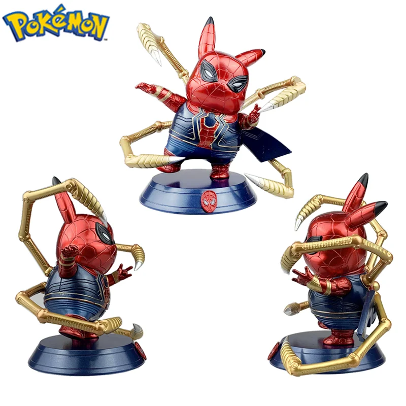 

Pokemon Anime Figures Pikachu COS Avengers Spiderman Pocket Monster 18CM Dolls Model Collection Toys Children's Birthday Gift