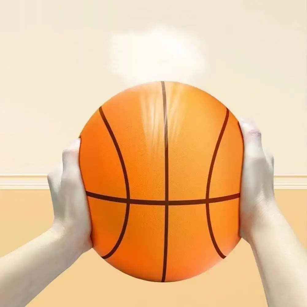 

Foam Basketball Silent Basketball Set for Indoor Outdoor Training Quick Rebound Low Noise Ball with Basket for Adults Kids Hush