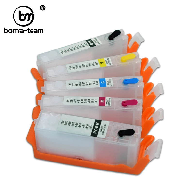 5 Colors PGI 580 581 Refill Ink With Ink Cartridge Canon PIXMATS705/TR7550/TR8550/TS6150/TS6151/TS6250/6251/TS9550/TS9551C