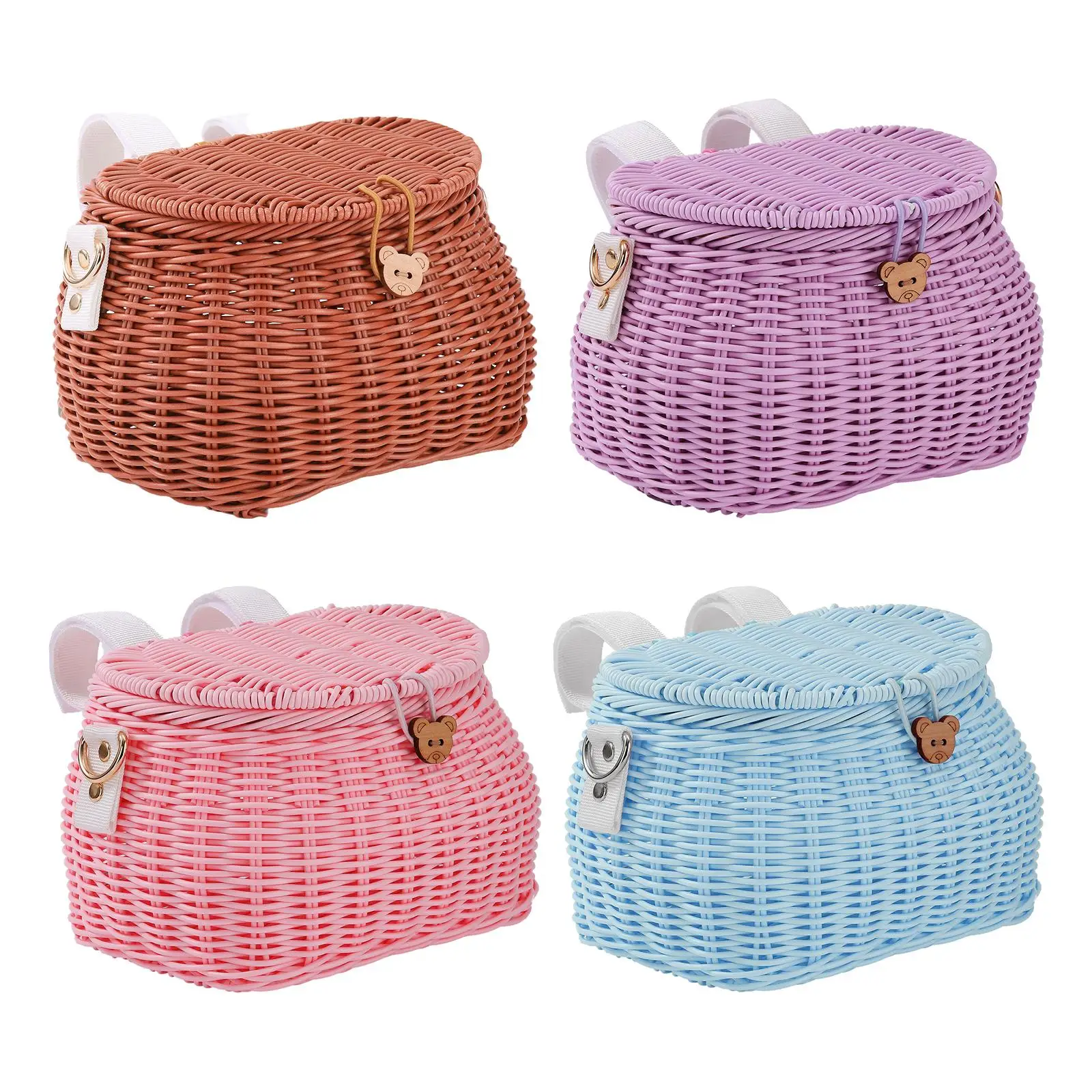 

Kids Bike Basket Front Decoration Portable Accessories with Shoulder Strap Handlebar Basket Bicycle Basket for Boys Children